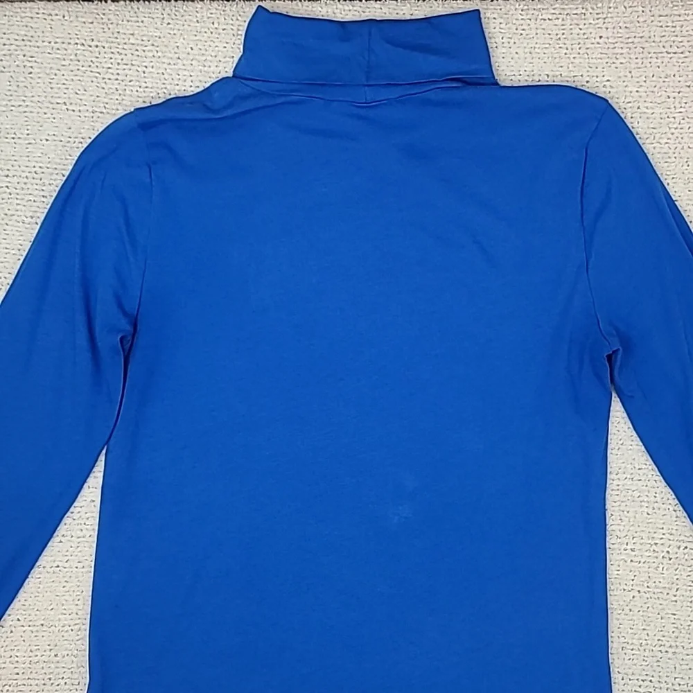 J Crew Long Sleeve Ultra Thin Relaxed Straight Tissue Turtleneck Top Royal Blue